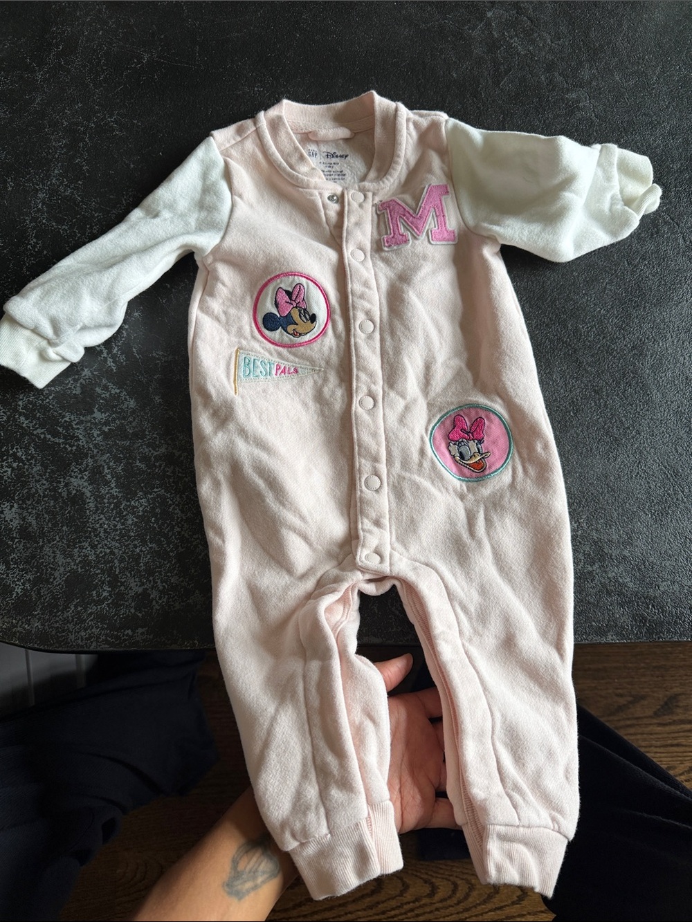Disney Pink and White Minnie Mouse Baby One-Piece Footie